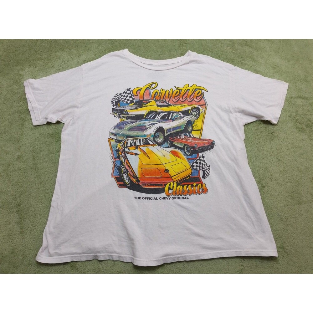 Chemistry Mens Corvette Classics White Graphic T-Shirt  Short Sleeve 2XL